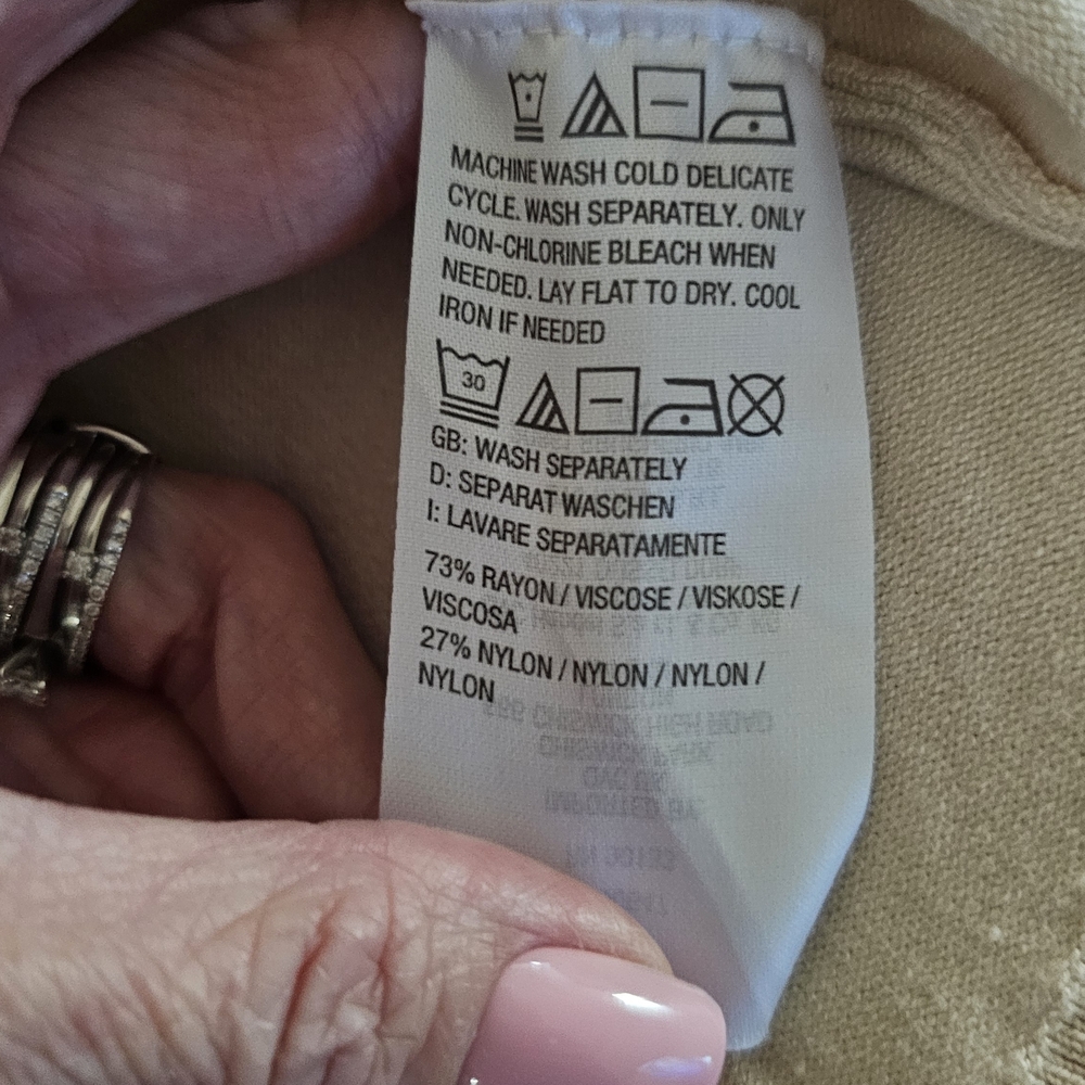 Belle Kim Gravel Women's Beige Sleeveless Sweater Top XL Excellent - Picture 4 of 5